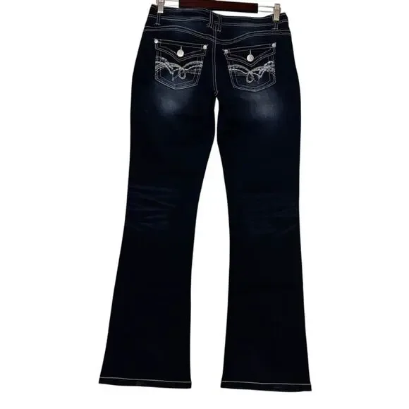 Wallflower Dark Indigo Flare Jeans Size 9 - Picture 6 of 9